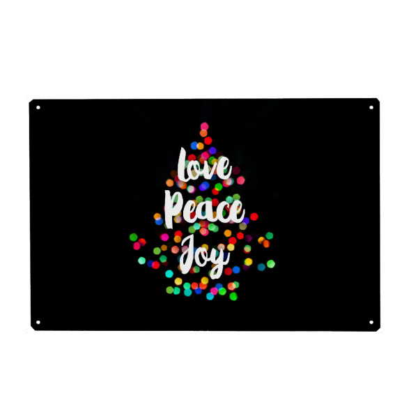 Holzbild "Love Peace & Joy" artboxONE - Weihnachten - Color,Christmas tree,Christmas,Love,Pece,Joy,Light