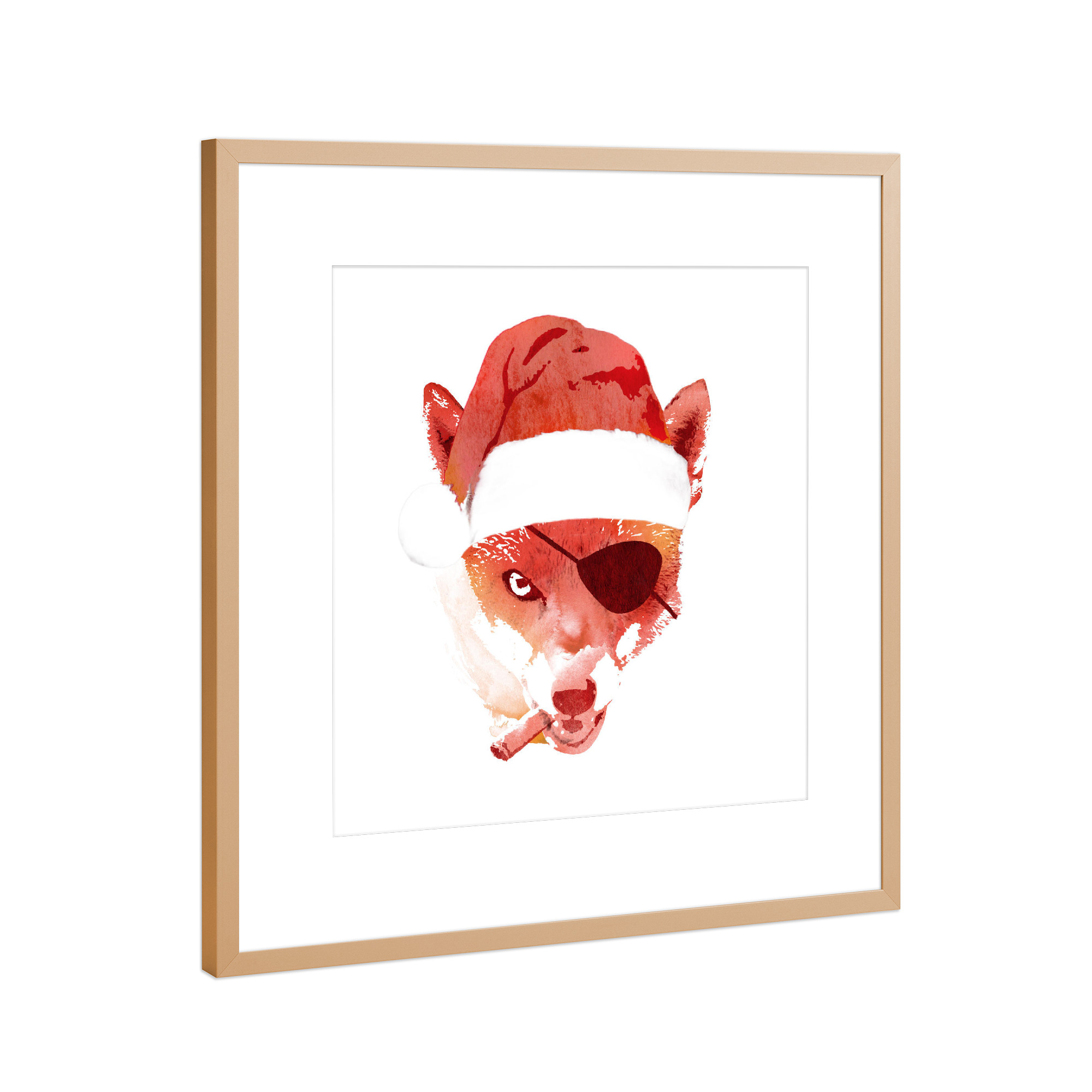 Poster mit Rahmen Kupfer "Bad Santa fox" artboxONE - Weihnachten - Fox,Santa,Christmas,Animal,Bad,Evil