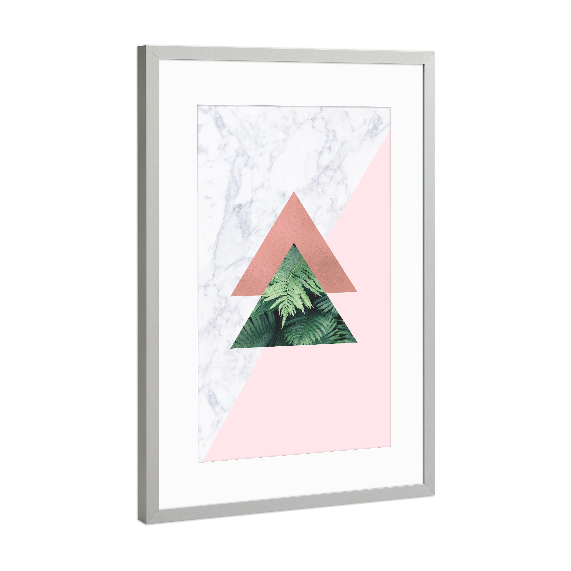 Poster mit Rahmen Silber "Rose Gold Foil Geometric" artboxONE - Geometrie,Marmor