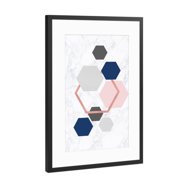 Poster mit Rahmen Schwarz (Metallic) "Rose Gold Foil Marble" artboxONE - Abstrakt,Geometrie,Marmor
