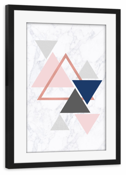 Poster mit Rahmen schwarz "Rose Gold Geometric Marble" artboxONE - Abstrakt,Geometrie,Marmor