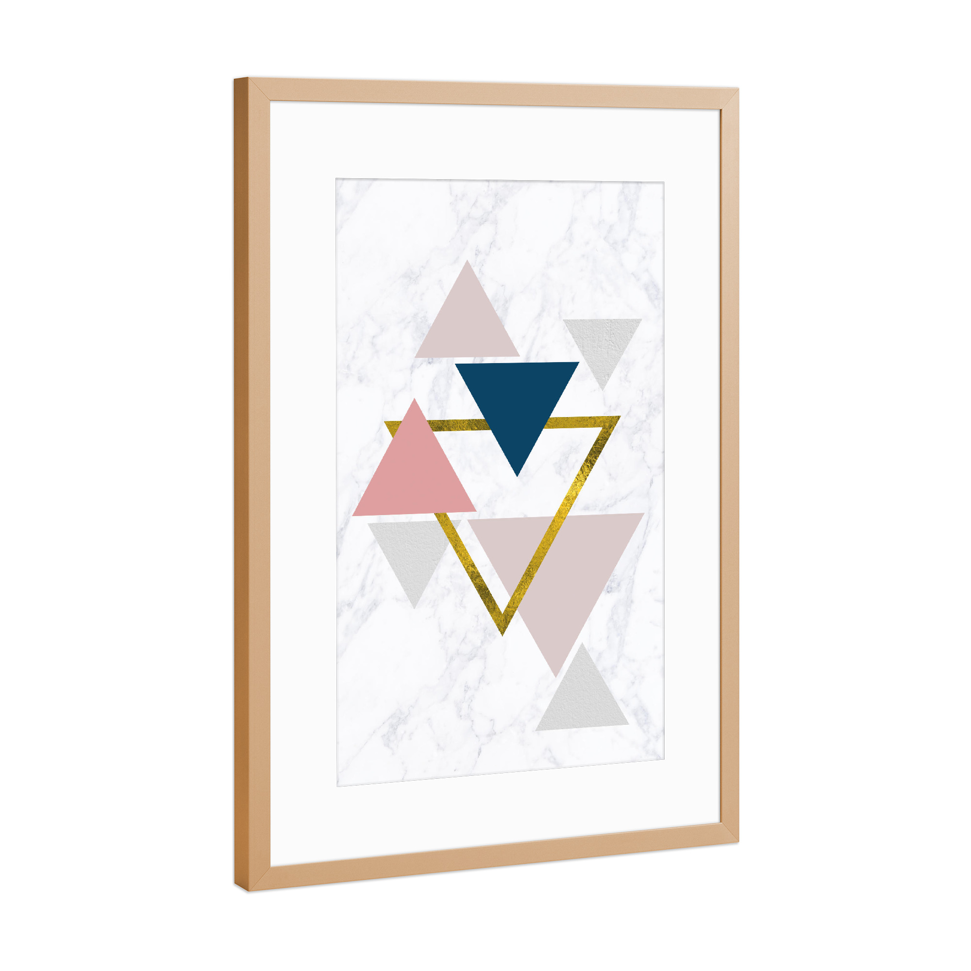 Poster mit Rahmen Kupfer "Gold Foil Geometric Marble" artboxONE - Abstrakt,Geometrie,Marmor