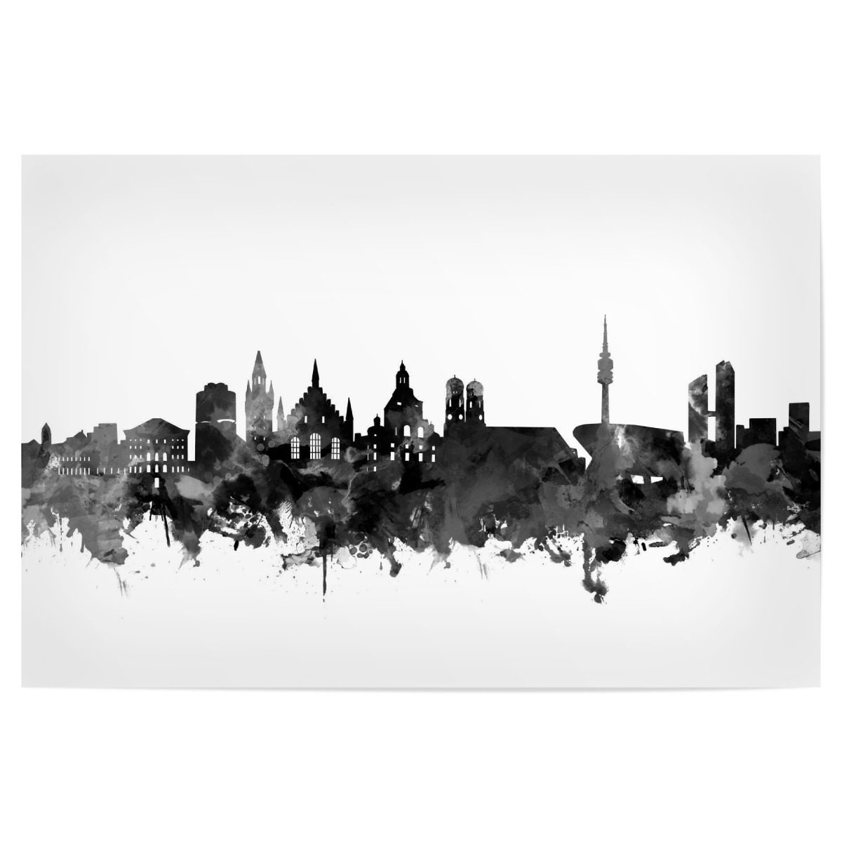 Munich City Skyline Black Als Poster Bei Artboxone Kaufen