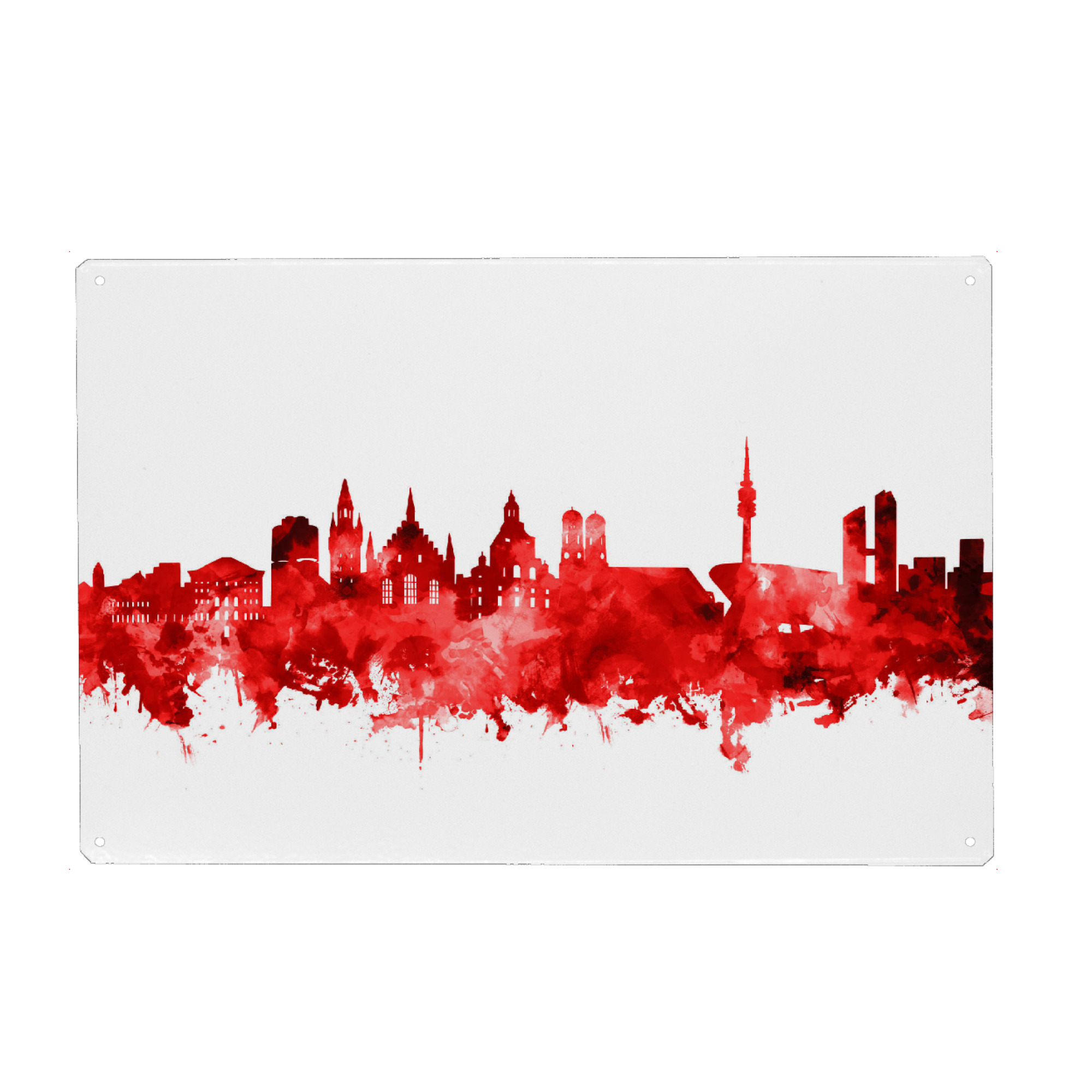 Metall Poster "Munich city skyline red" artboxONE - Städte,Städte / München,Reise,Abstrakt,Architektur