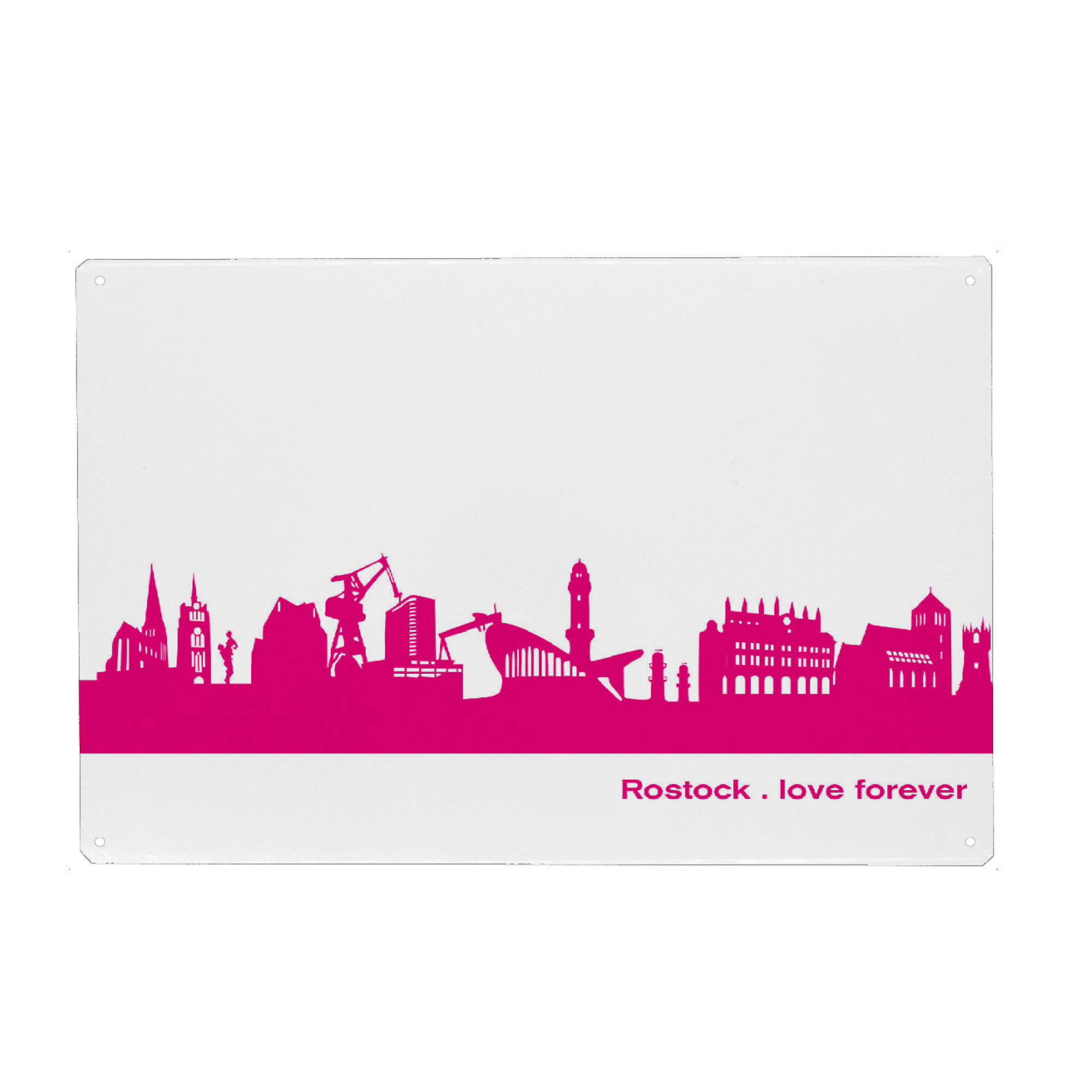 Holzbild "ROSTOCK 04 Pink Skyline Print" artboxONE - Städte,Städte / Weitere