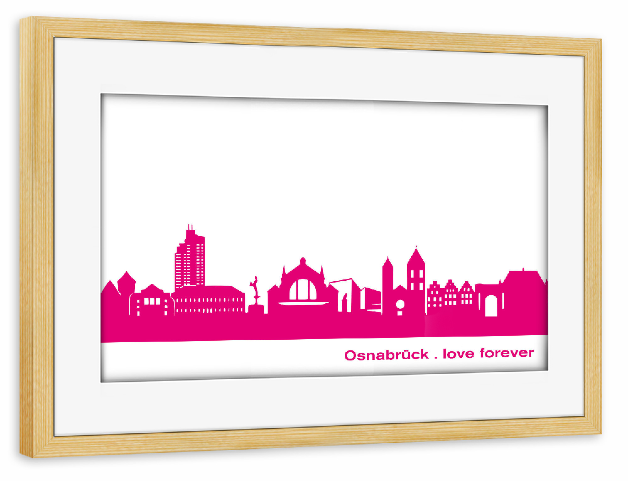 Poster mit Rahmen kiefer "OSANBRÜCK 04 Pink Skyline Print" artboxONE - Städte,Städte / Weitere