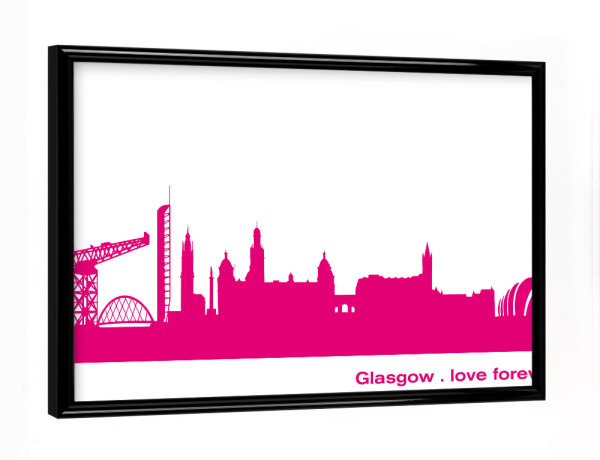Poster mit schwarzem Rahmen "GLASGOW 04 Pink Skyline Print" artboxONE - Städte,Städte / Weitere