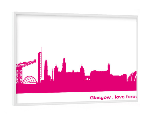 Poster mit weißem Rahmen "GLASGOW 04 Pink Skyline Print" artboxONE - Städte,Städte / Weitere