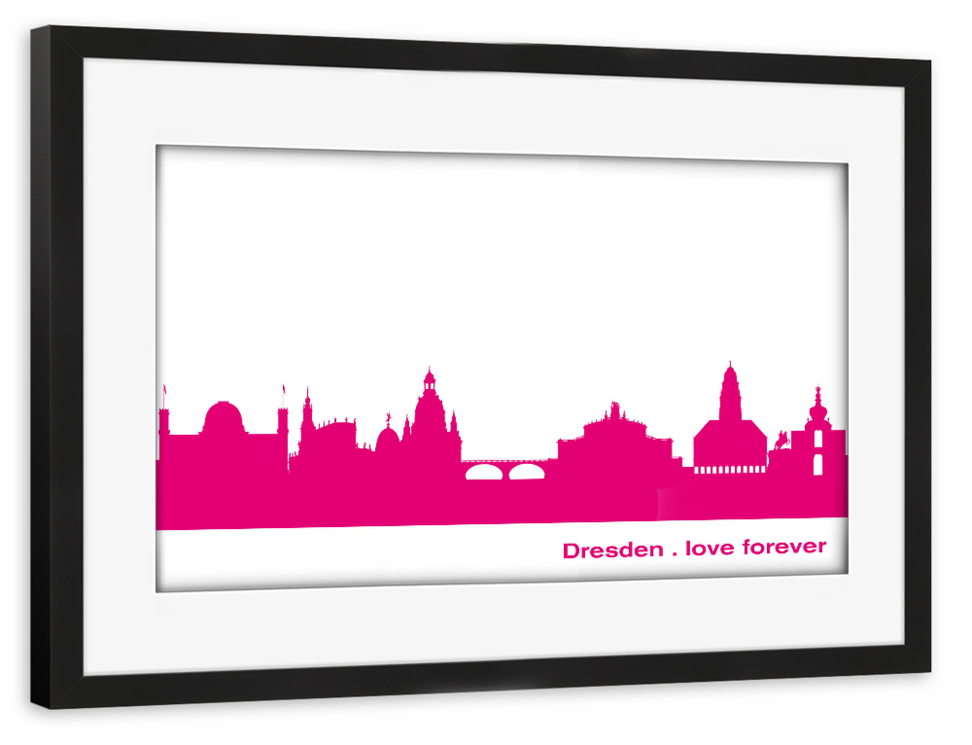 Poster mit Rahmen schwarz "DRESDEN 04 Pink Skyline Print" artboxONE - Städte,Städte / Weitere