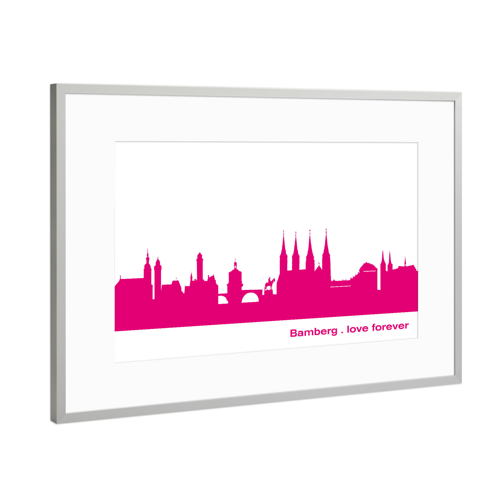 Poster mit Rahmen Silber "BAMBERG 04 Pink Skyline Print" artboxONE - Städte,Städte / Weitere