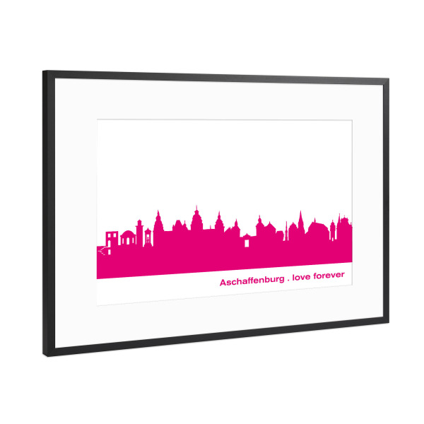 Poster mit Rahmen Schwarz (Metallic) "ASCHAFFENBURG 04 Print Pink" artboxONE - Städte,Städte / Weitere
