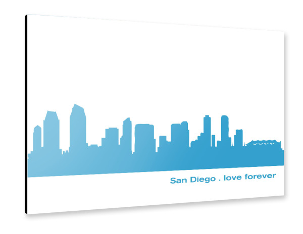 Alu-Dibond "SAN DIEGO 05 Teal Skyline Print" 30x20 cm artboxONE