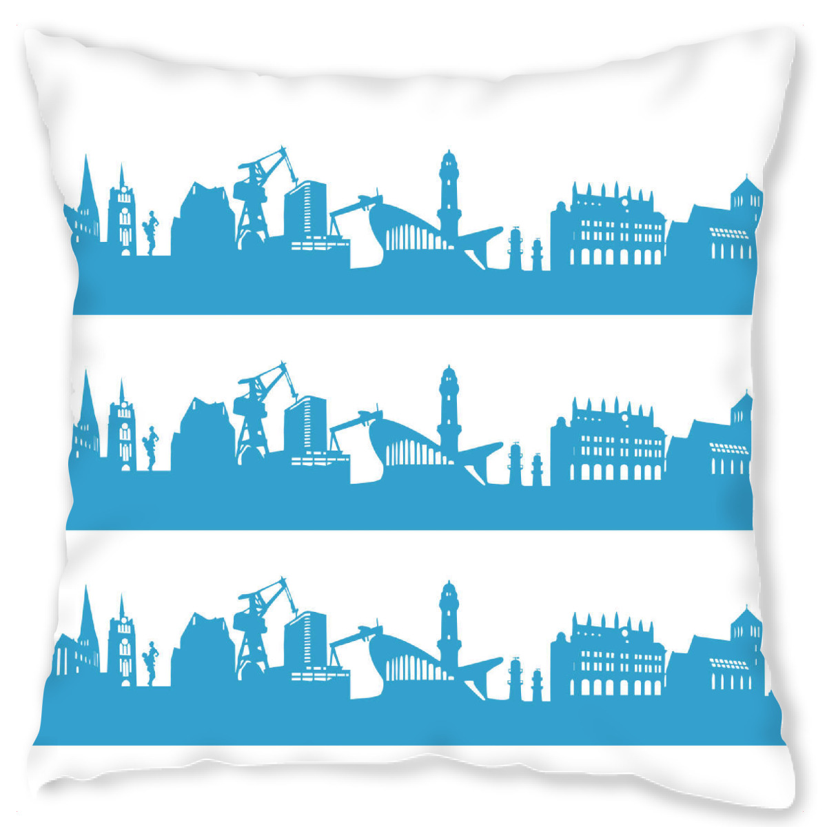 Design-Kissen "ROSTOCK 05 Teal Skyline Print" artboxONE - Stߤdte,Stߤdte / Weitere