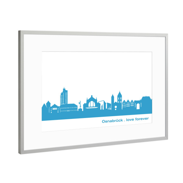 Poster mit Rahmen Silber "OSNABRÜCK 05 Teal Skyline Print" artboxONE - Städte,Städte / Weitere
