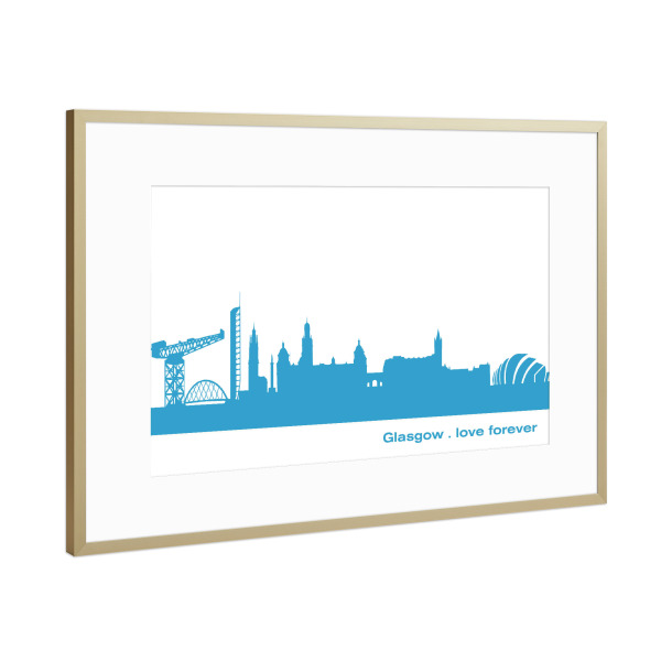 Poster mit Rahmen Gold "GLASGOW 05 Teal Skyline Print" artboxONE - Städte,Städte / Weitere