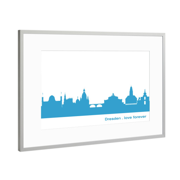Poster mit Rahmen Silber "DRESDEN 05 Teal Skyline Print" artboxONE - Städte,Städte / Weitere