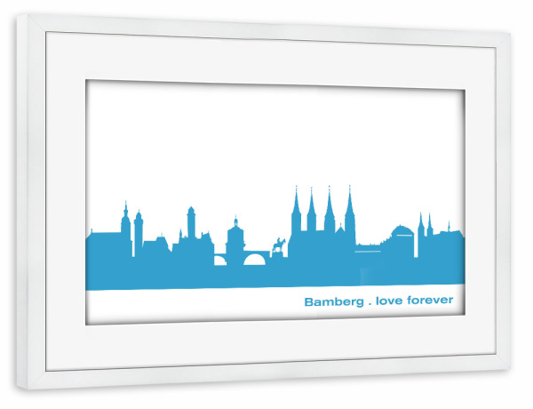 Poster mit Rahmen weiß "BAMBERG 05 Teal Skyline Print" artboxONE - Städte,Städte / Weitere