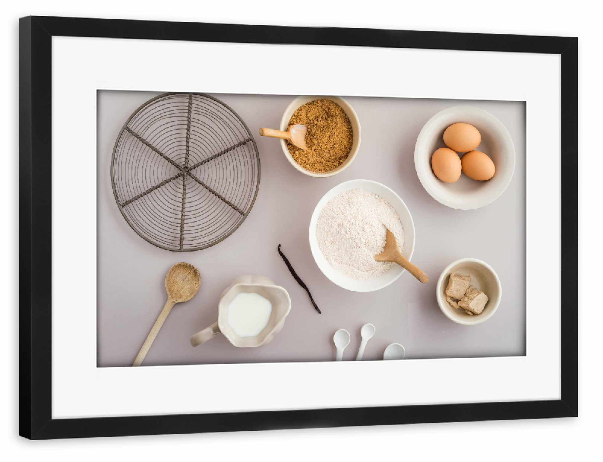 Poster mit Rahmen schwarz "Zutaten zum Backen 2" artboxONE - Essen & Trinken