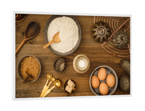 Poster mit weißem Rahmen "Zutaten zum Backen" artboxONE - Essen & Trinken