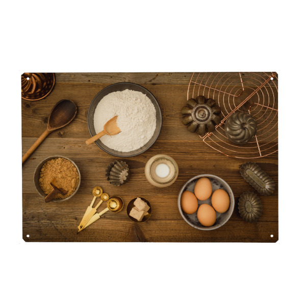 Holzbild "Zutaten zum Backen" artboxONE - Essen & Trinken