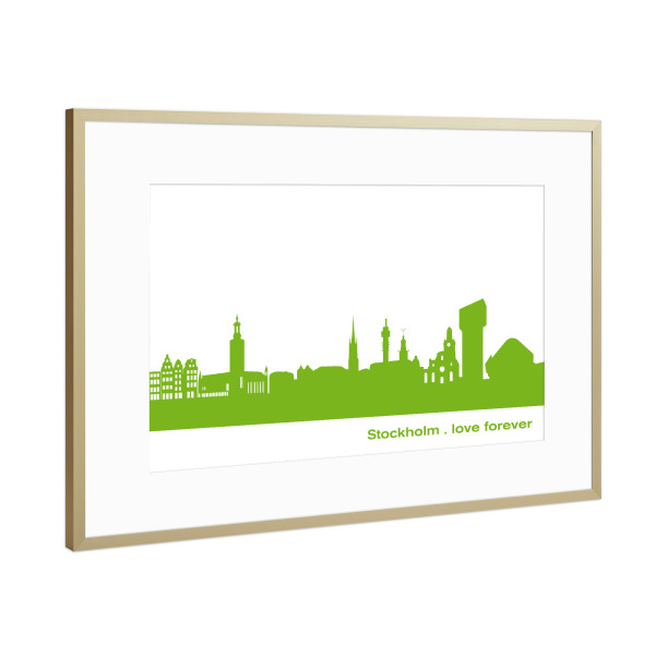 Poster mit Rahmen Gold "STOCKHOLM 01 Print Grün" artboxONE - Städte,Städte / Stockholm
