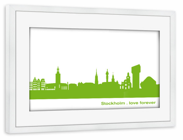 Poster mit Rahmen weiß "STOCKHOLM 01 Print Grün" artboxONE - Städte,Städte / Stockholm