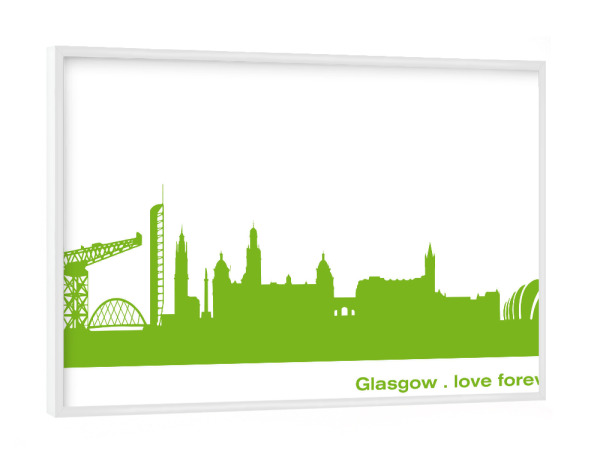 Poster mit weißem Rahmen "GLASGOW 01 Print Grün" artboxONE - Städte,Städte / Weitere