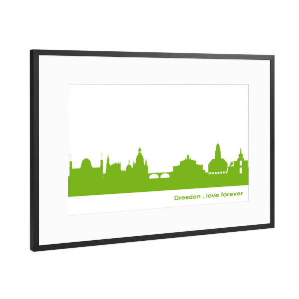 Poster mit Rahmen Schwarz (Metallic) "DRESDEN 01 Print Grün" artboxONE - Städte,Städte / Weitere