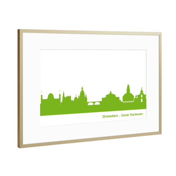 Poster mit Rahmen Gold "DRESDEN 01 Print Grün" artboxONE - Städte,Städte / Weitere