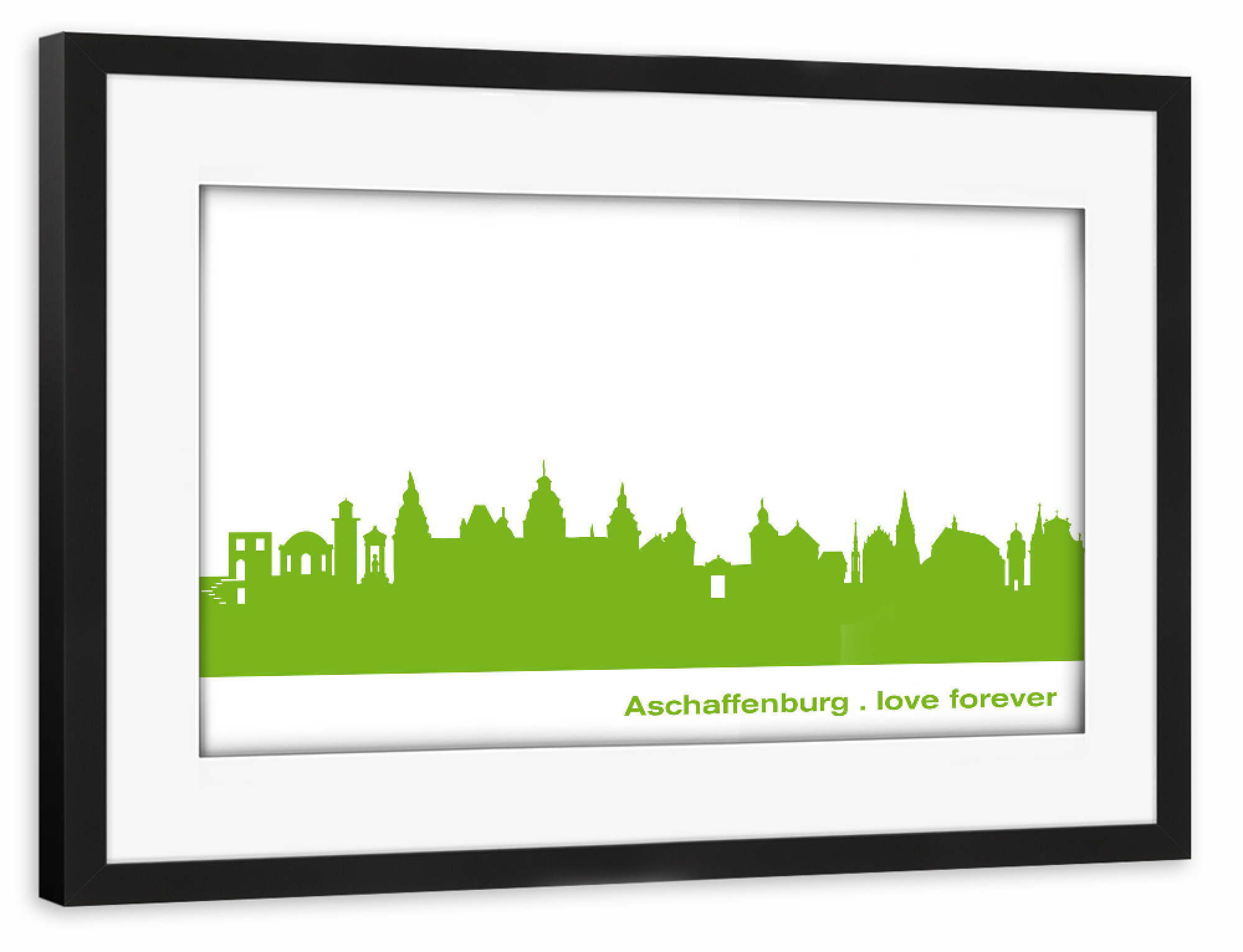 Poster mit Rahmen schwarz "ASCHAFFENBURG 01 Print Grün" artboxONE - Städte,Städte / Weitere