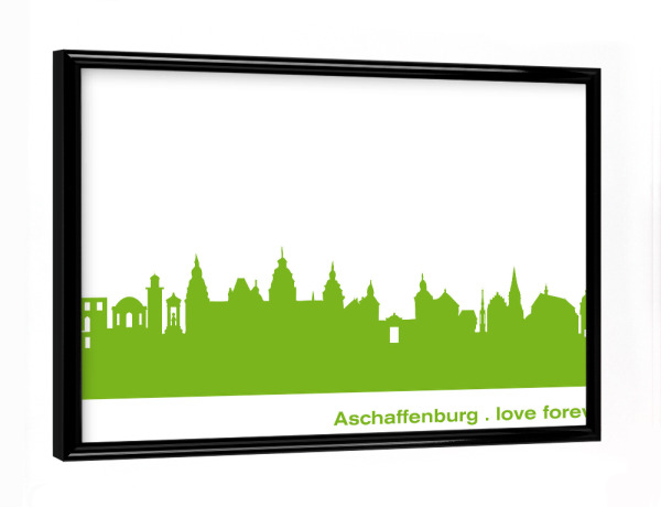 Poster mit schwarzem Rahmen "ASCHAFFENBURG 01 Print Grün" artboxONE - Städte,Städte / Weitere