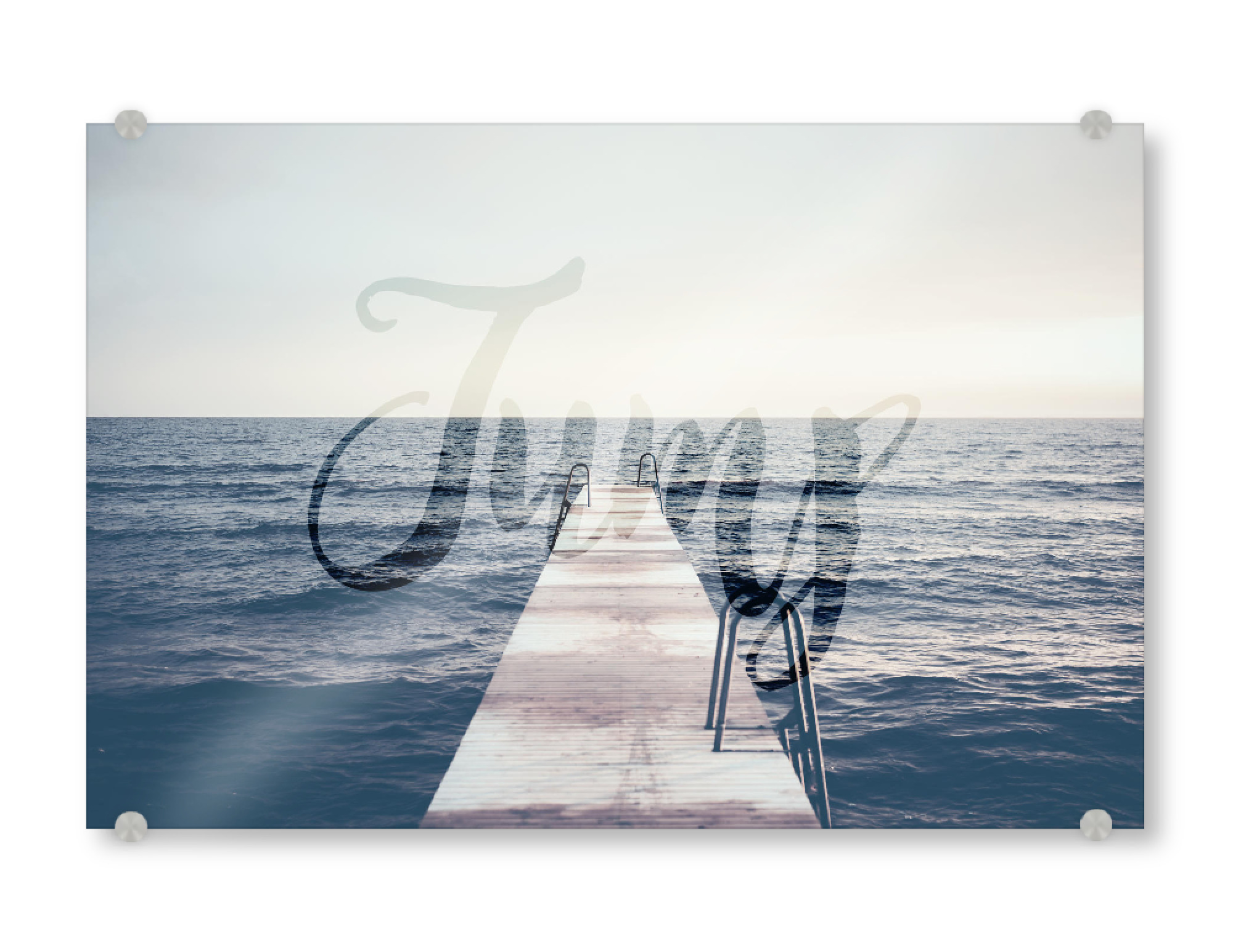 Acrylglasbild "Jump!" artboxONE - Typografie,Natur,Reise,Reise / Strand und Meer