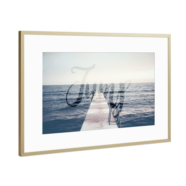 Poster mit Rahmen Gold "Jump!" artboxONE - Typografie,Natur,Reise,Reise / Strand und Meer