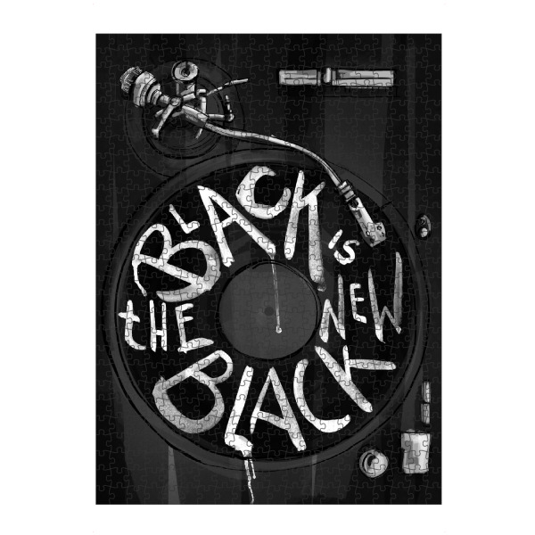 artboxONE Puzzle "New Black" artboxONE - Typografie,Schwarzweiß,Musik,Streetart - Plattenspieler,Platte,Musik,Schwarz,Typografie