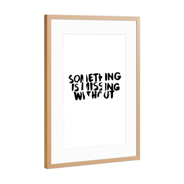 Poster mit Rahmen Kupfer "Missing U" artboxONE - Typografie,Schwarzweiß,Liebe,Streetart,Für Mama,Für Papa - Spruch,Typografie,Vermissen,Liebe