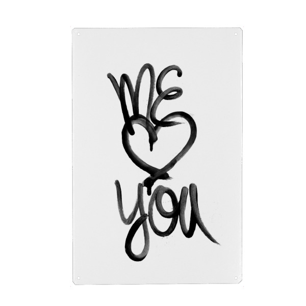 Holzbild "Me loves You" artboxONE - Typografie,Schwarzweiß,Liebe,Streetart,Für Mama,Für Papa - Me,You,Liebe,Herz,Schrift,Typografie,Hochzeit