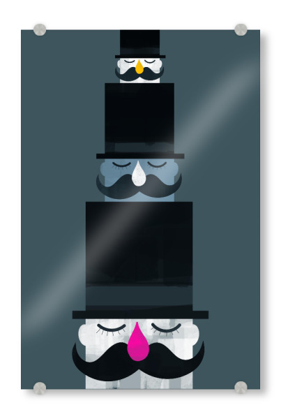 Acrylglasbild "My Magic Hat" artboxONE - Für Kinder,Comic,Streetart - Hut,Hüte,Zaubern,Mann,Männer,Zauberer,Schnurrbart,Lustig,Stapel