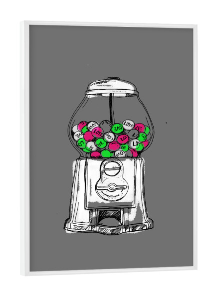 Poster mit weißem Rahmen "Bubble Love" artboxONE - Typografie,Comic,Liebe,Streetart,Für Mama,Für Papa