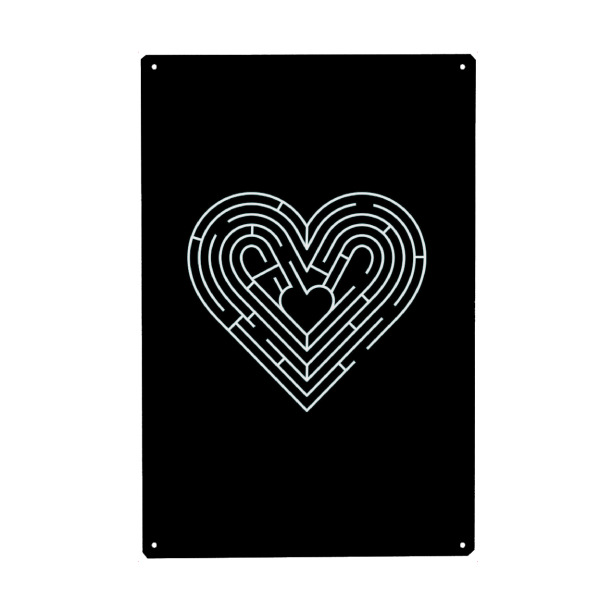 Holzbild "Labyrinth" artboxONE - Comic,Schwarzweiß,Liebe,Für Mama,Für Papa - Herz,Labyrinth,Liebe