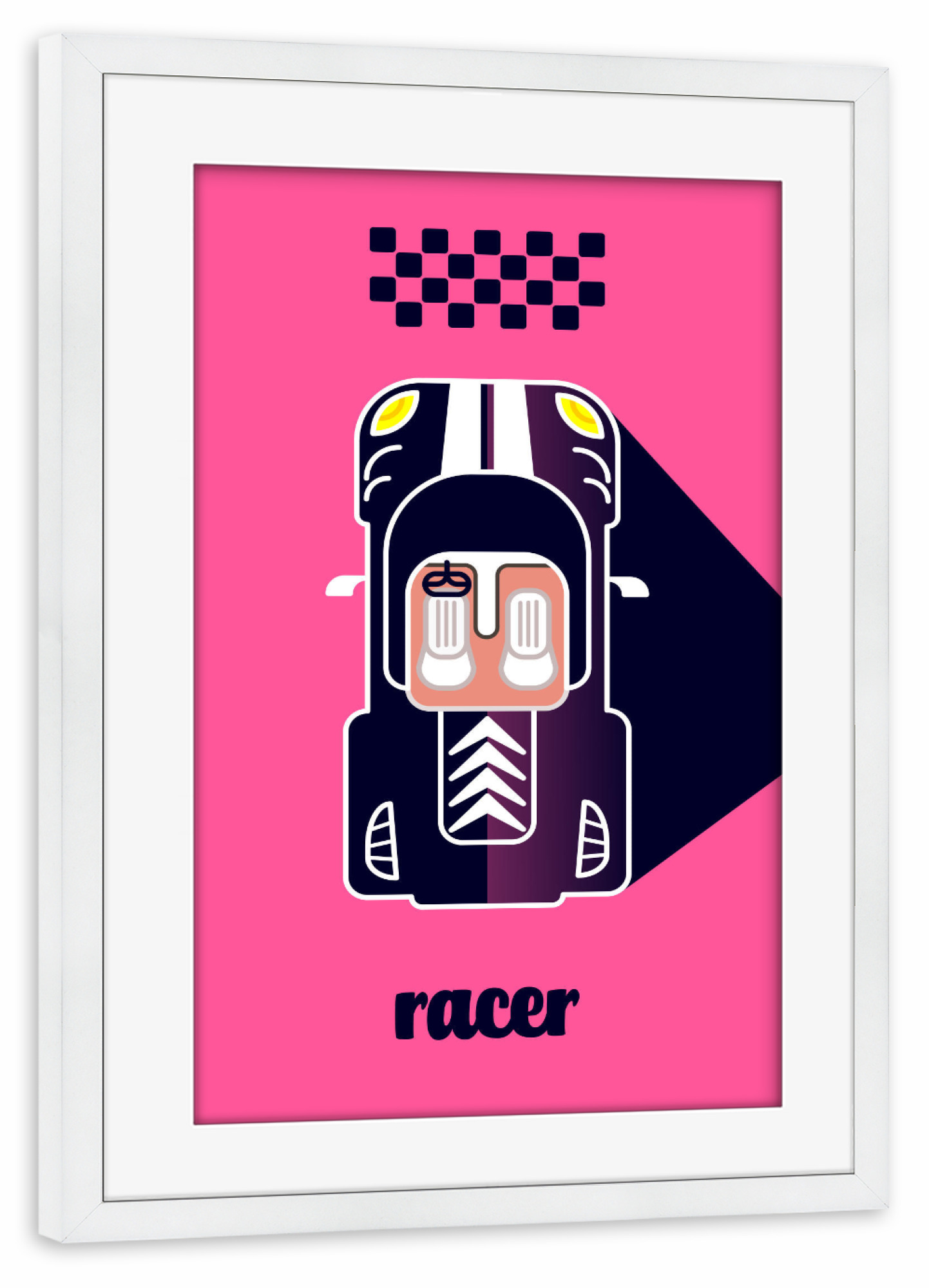 Poster mit Rahmen weiß "Racer 01" artboxONE - Typografie,Reise,Sport / Motorsport,Geometrie,Automobile,Sport