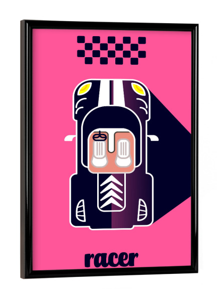 Poster mit schwarzem Rahmen "Racer 01" artboxONE - Typografie,Reise,Sport / Motorsport,Geometrie,Automobile,Sport