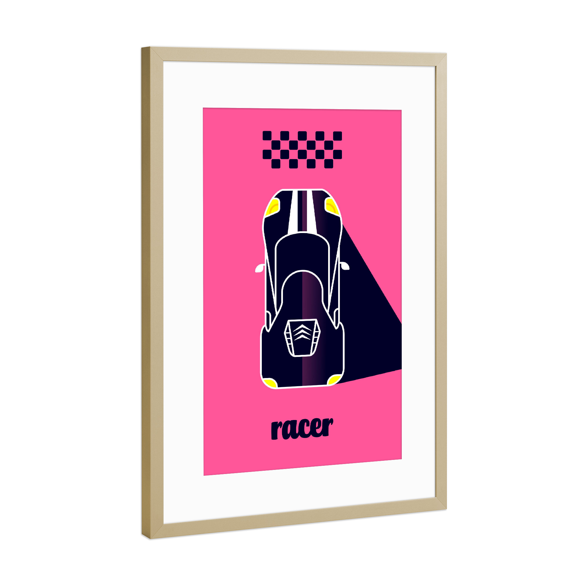 Poster mit Rahmen Gold "Racer 02 2" artboxONE - Typografie,Reise,Sport / Motorsport,Geometrie,Automobile,Sport