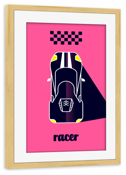 Poster mit Rahmen kiefer "Racer 02 2" artboxONE - Typografie,Reise,Sport / Motorsport,Geometrie,Automobile,Sport