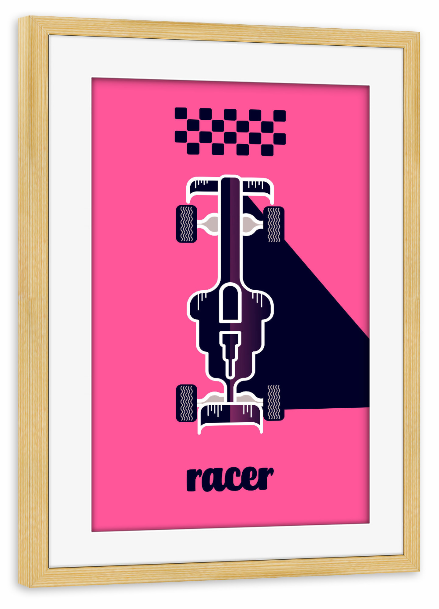 Poster mit Rahmen kiefer "Racer 03 (black)" artboxONE - Typografie,Reise,Sport / Motorsport,Geometrie,Automobile,Sport