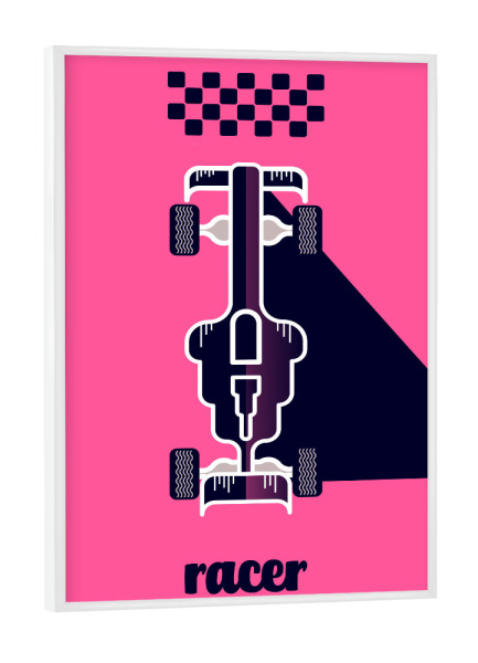Poster mit weißem Rahmen "Racer 03 (black)" artboxONE - Typografie,Reise,Sport / Motorsport,Geometrie,Automobile,Sport