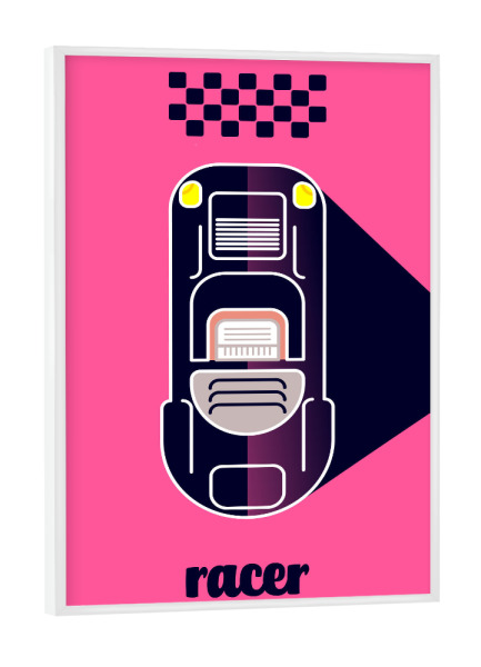 Poster mit weißem Rahmen "Racer 08 (black)" artboxONE - Typografie,Reise,Sport / Motorsport,Geometrie,Automobile,Sport