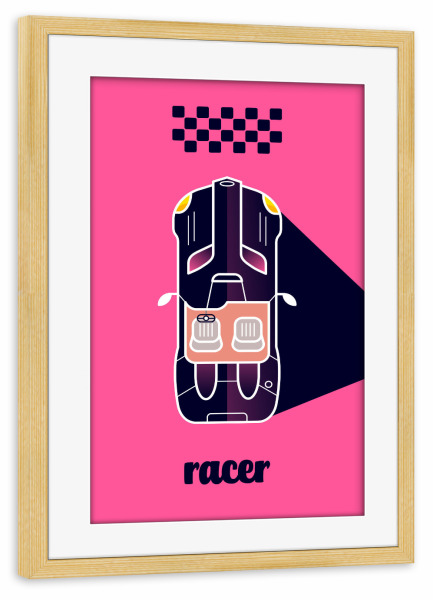 Poster mit Rahmen kiefer "Racer 11 (Black)" artboxONE - Typografie,Reise,Sport / Motorsport,Geometrie,Automobile,Sport