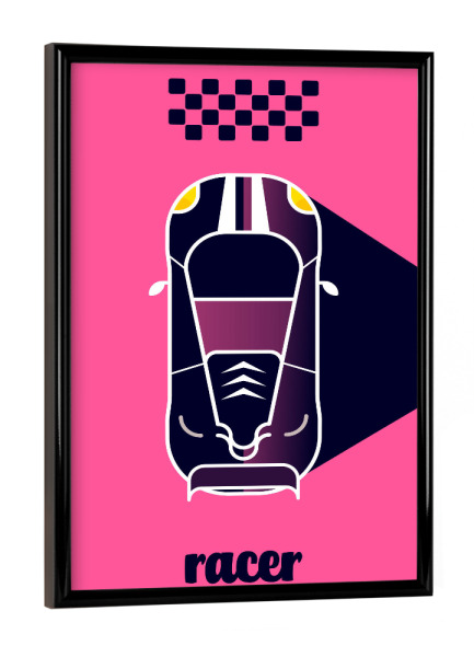 Poster mit schwarzem Rahmen "Racer 12 (Black)" artboxONE - Typografie,Reise,Sport / Motorsport,Geometrie,Automobile,Sport