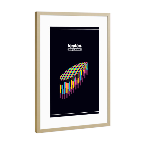 Poster mit Rahmen Gold "London - England" artboxONE - Städte,Städte / London,Typografie,Reise,Architektur,Geometrie