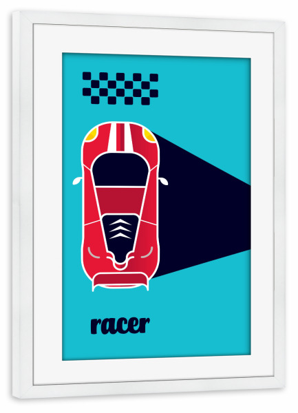 Poster mit Rahmen weiß "Racer 12" artboxONE - Typografie,Reise,Sport / Motorsport,Geometrie,Automobile,Sport